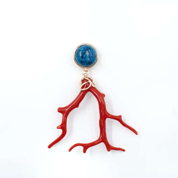 Sterling Silver pendant with apatite and coral branch – Rose Color