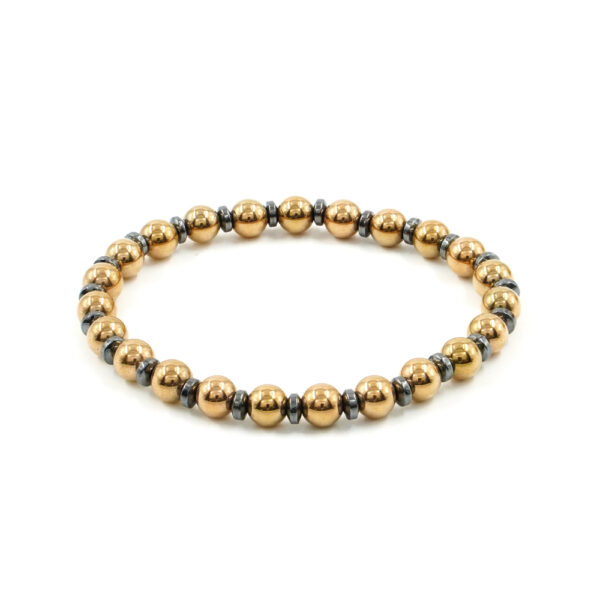 Bracciale elastico con ematite nera e rosa