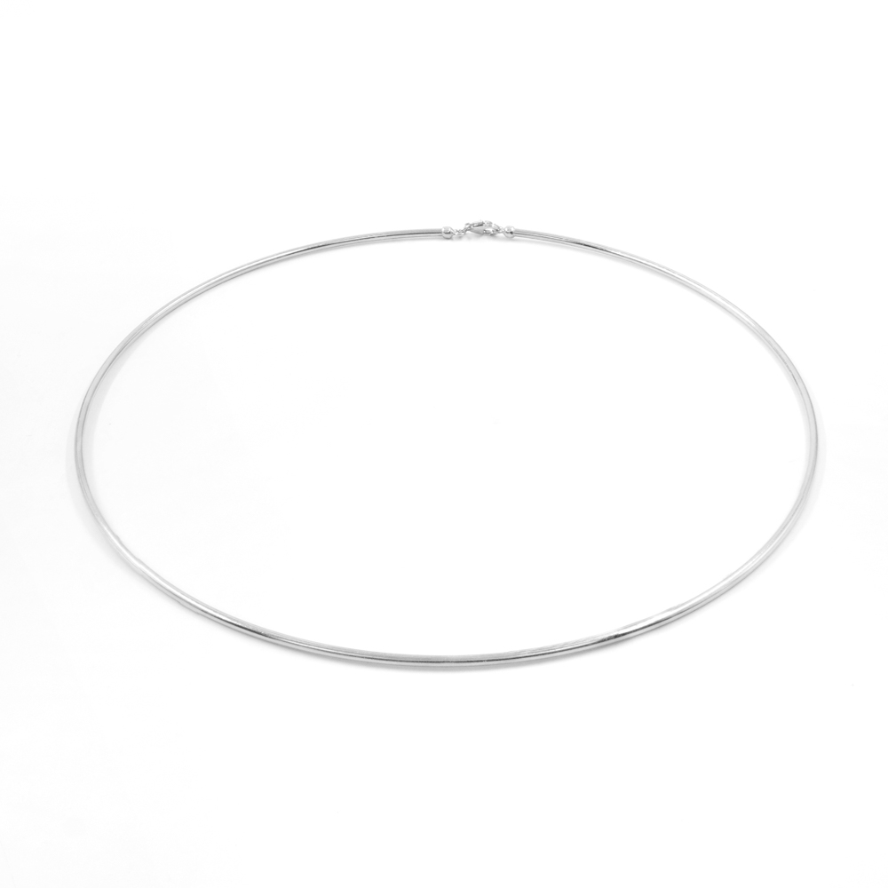 Sterling silver choker necklace - Rhodium - COL1772
