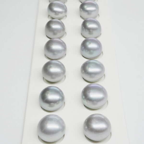 Fresh Water Pearls strands pairs button shape size 13-14mm – Grey Color