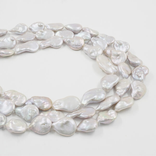 Fresh Water Pearls strands coin shape - Grey Color