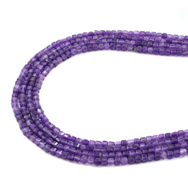 Amethyst strands faceted dice shape size 4mm
