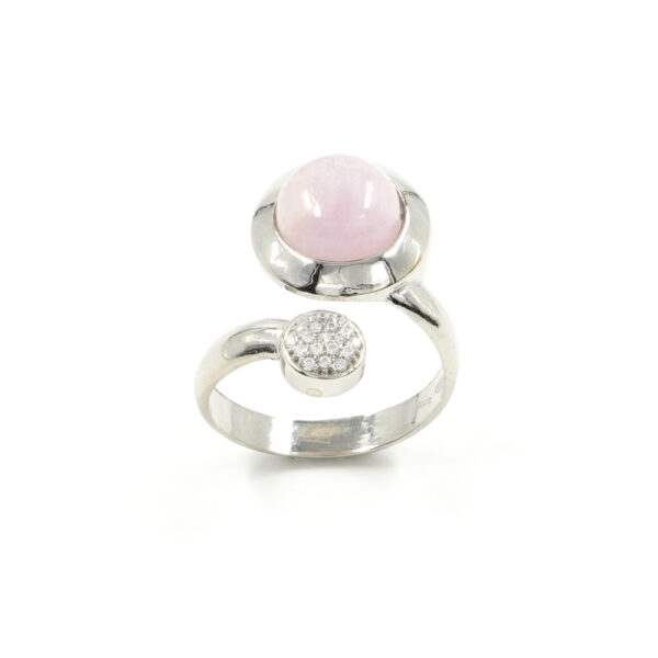 Sterling silver ring with kunzite and cubic zirconia – Platinum Color