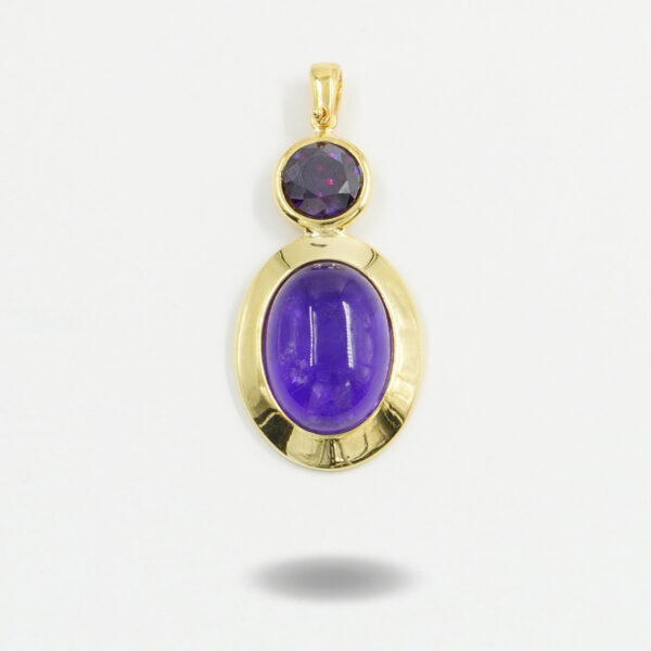 Sterling Silver pendant with amethyst and cubic zirconia – Golden Color