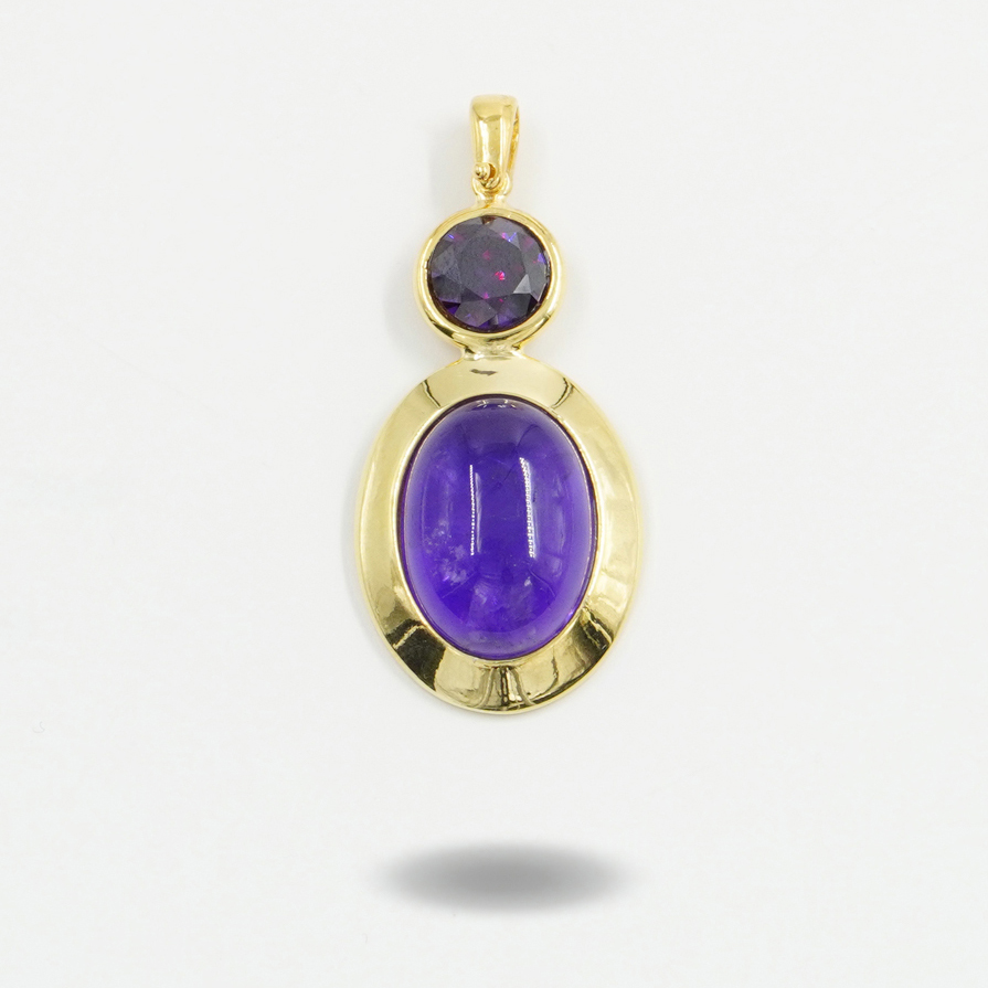 Pendente in argento 925 con ametista e zircone – Dorato
