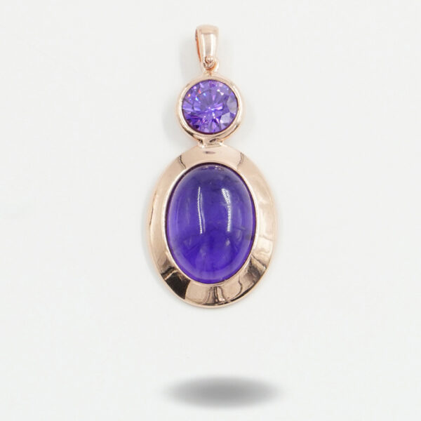 Pendente in argento 925 con ametista e zircone – Rosato