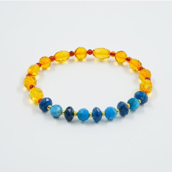 Bracciale Elastico con ambra sfaccettata, apatite, ematite