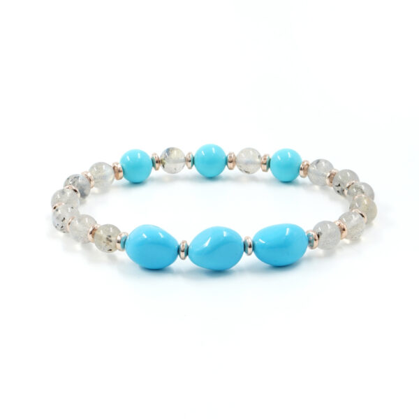 Bracciale Elastico con pasta di turchese, labradorite, ematite