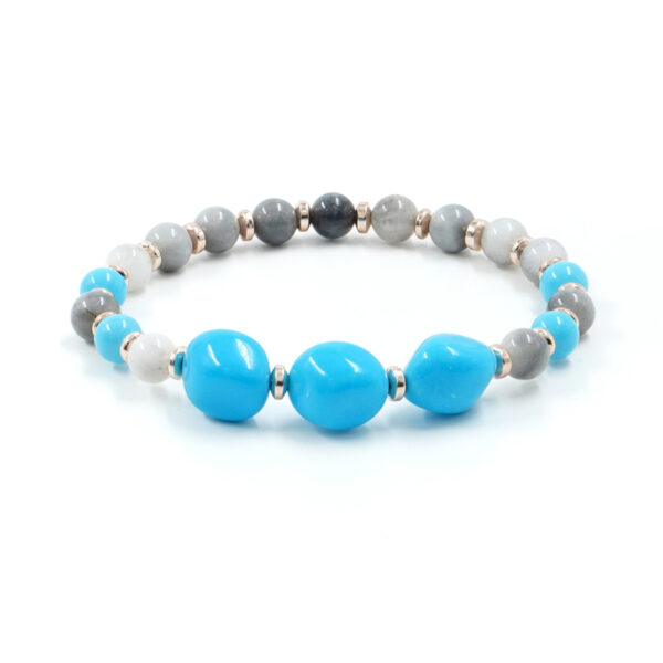 Bracciale Elastico con pasta di turchese, occhio d'aquila, ematite