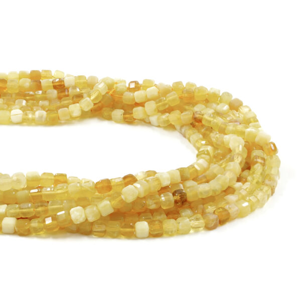 Yellow Opal strands faceted dice shape size 4mm