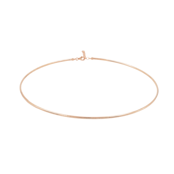 Sterling silver choker necklace 2mm thick hollow tube – Rose Color