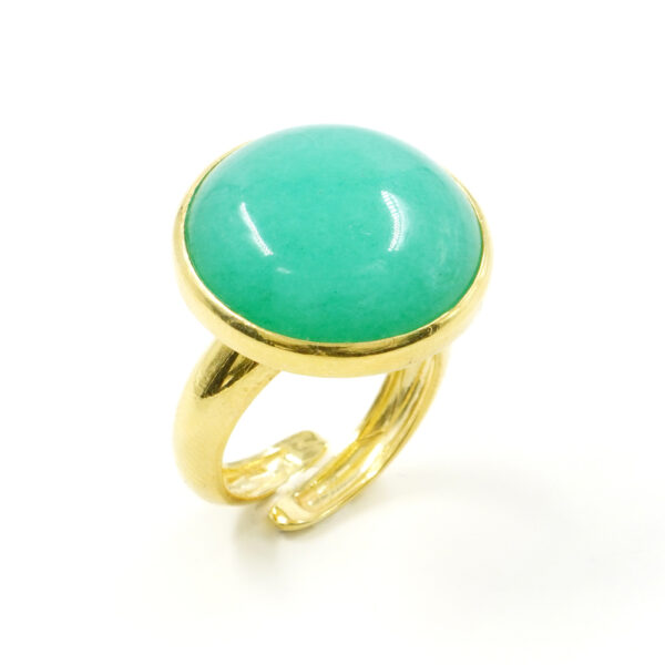 Sterling Silver Ring with green sponge quartz – Golden Color