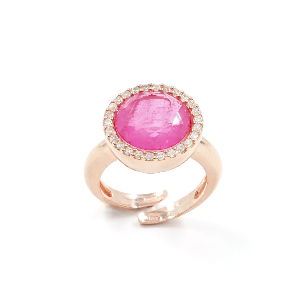 Anello in argento 925 con zirconi e cristallo colore rosa – Rosato - immagine 2