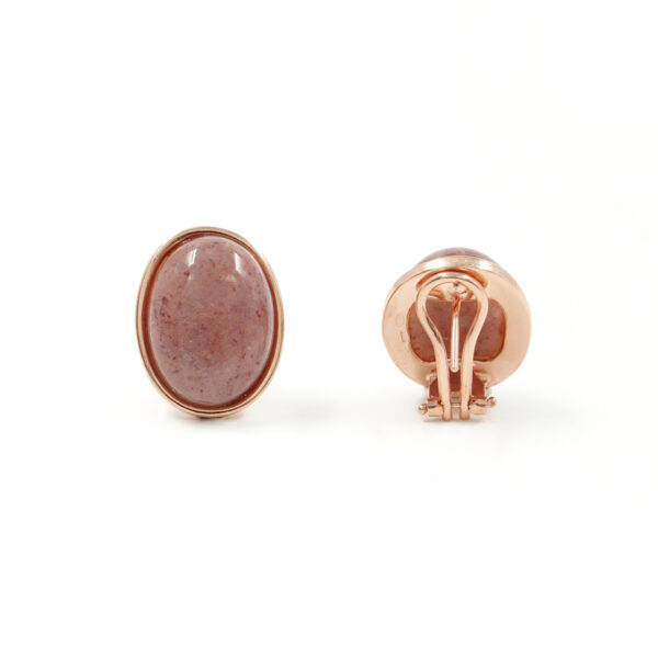 Sterling Silver Earrings with pink moonstone – Rose Color