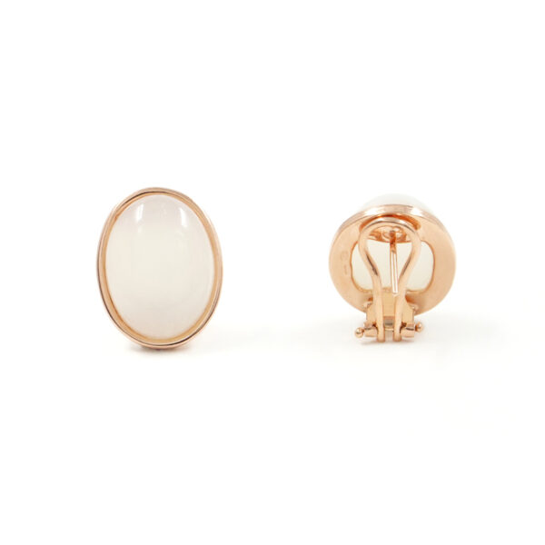 Sterling Silver Earrings with white moonstone – Rose Color