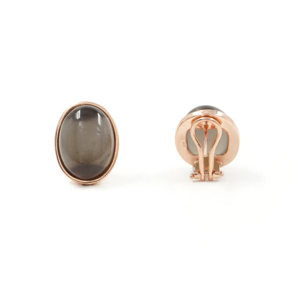 Sterling Silver Earrings with grey moonstone – Rose Color