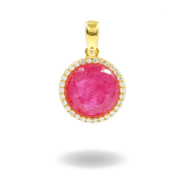 Pendete in argento 925 con zirconi e cristallo colore rosso – Dorato