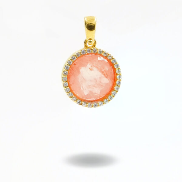 Pendete in argento 925 con zirconi e cristallo colore arancio – Dorato