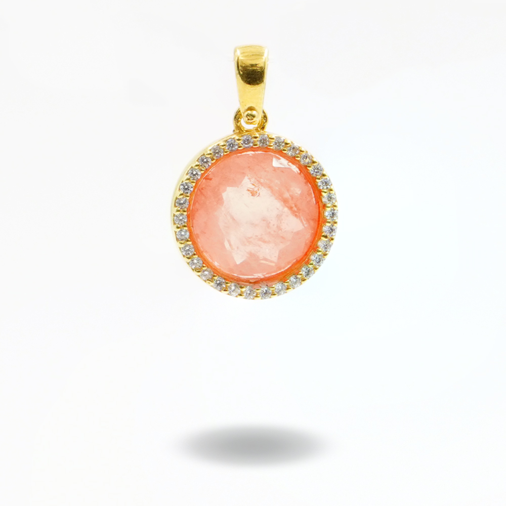 Pendete in argento 925 con zirconi e cristallo colore arancio – Dorato