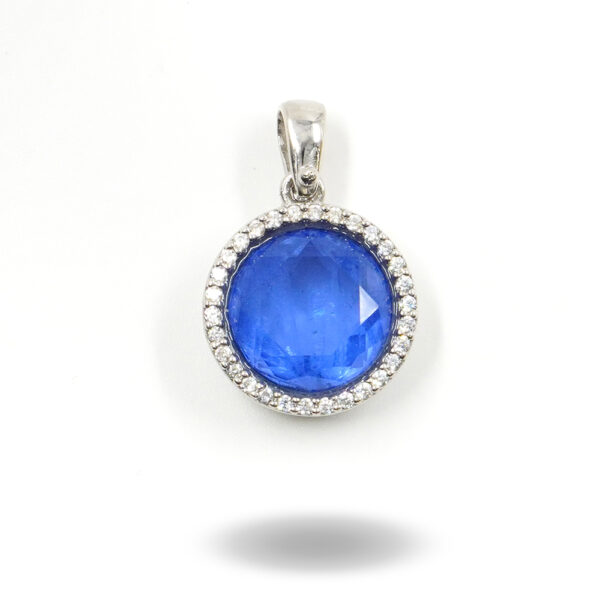 Pendete in argento 925 con zirconi e cristallo colore zaffiro – Dorato