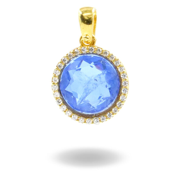 Sterling silver pendant with zircons and crystal sapphire color – Platinum Color