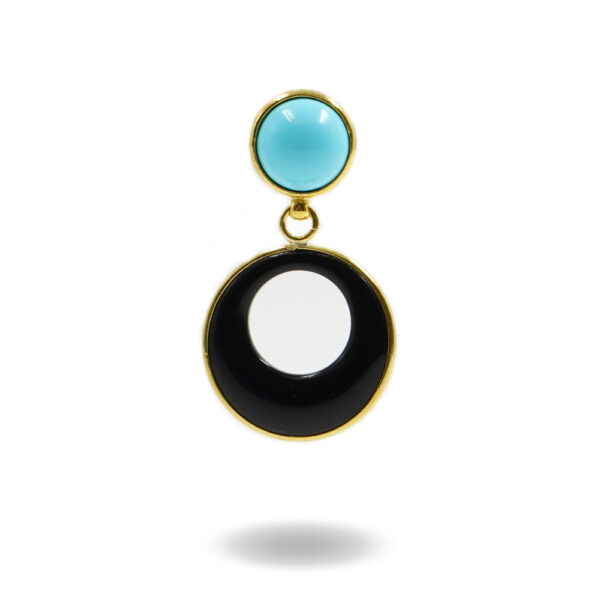 Pendente in argento 925 con pasta di turchese, agata nera &ndash; Dorato