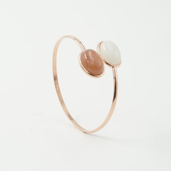 Sterling silver bracelet with white moonstone, pink moonstone – Rose Color