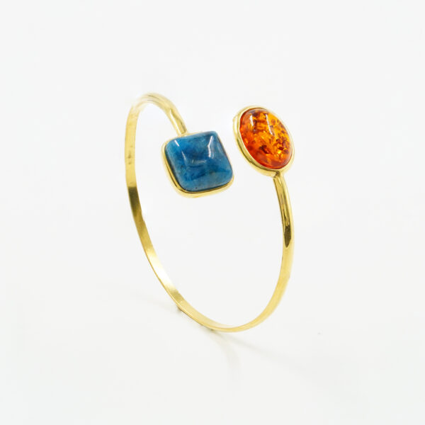 Sterling silver bracelet with apatite, amber – Golden Color