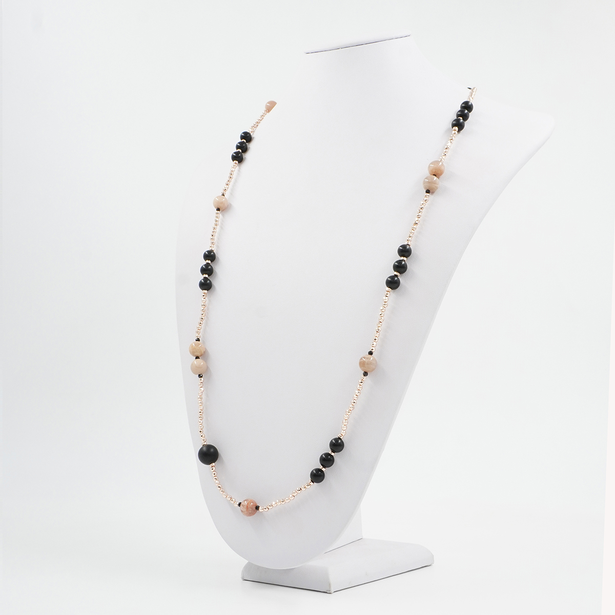 Collana con ematite, occhio di tigre dorato, chiusura in argento 925 – Dorato - immagine 2