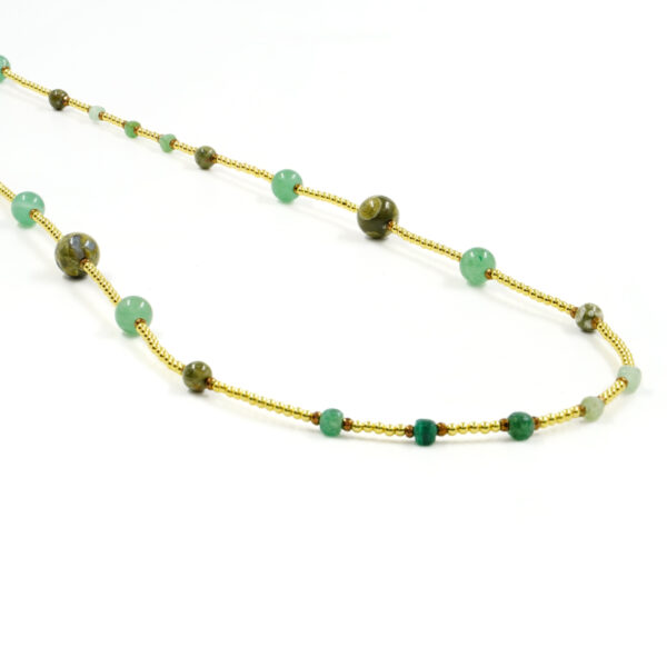 Necklace with hematite, rhyolite, aventurine, sterling silver clasp – Golden Color
