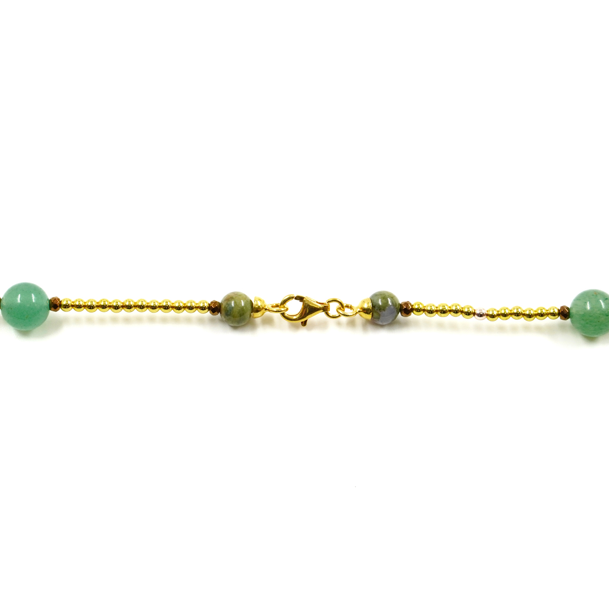 Collana con ematite, riolite, avventurina, chiusura in argento 925 – Dorato - immagine 4