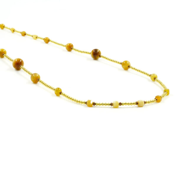 Necklace with hematite, golden tiger eye, sterling silver clasp – Golden Color