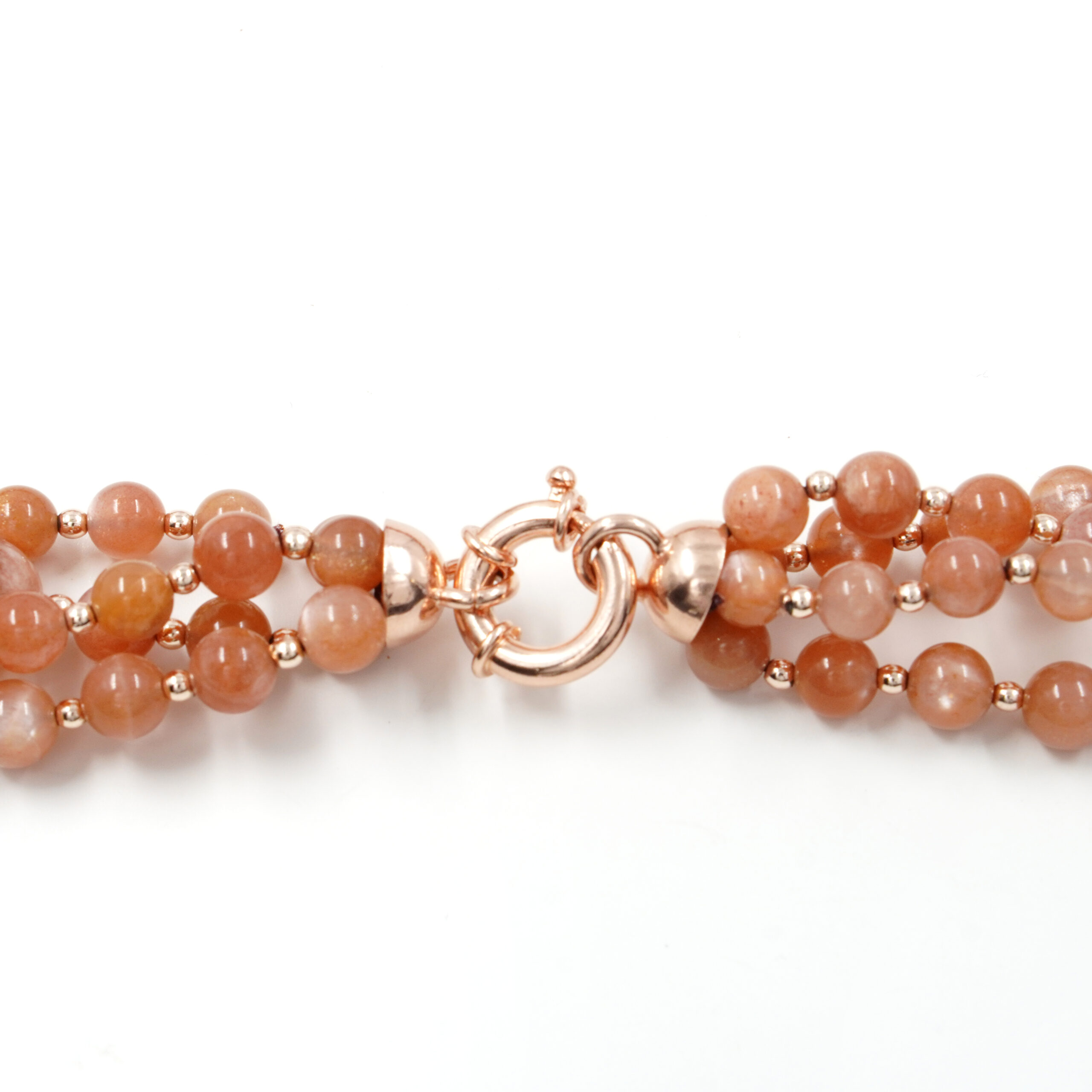 Collana Multifilo con pietra di Luna, ematite, chiusura in argento 925 – Rosato - immagine 3