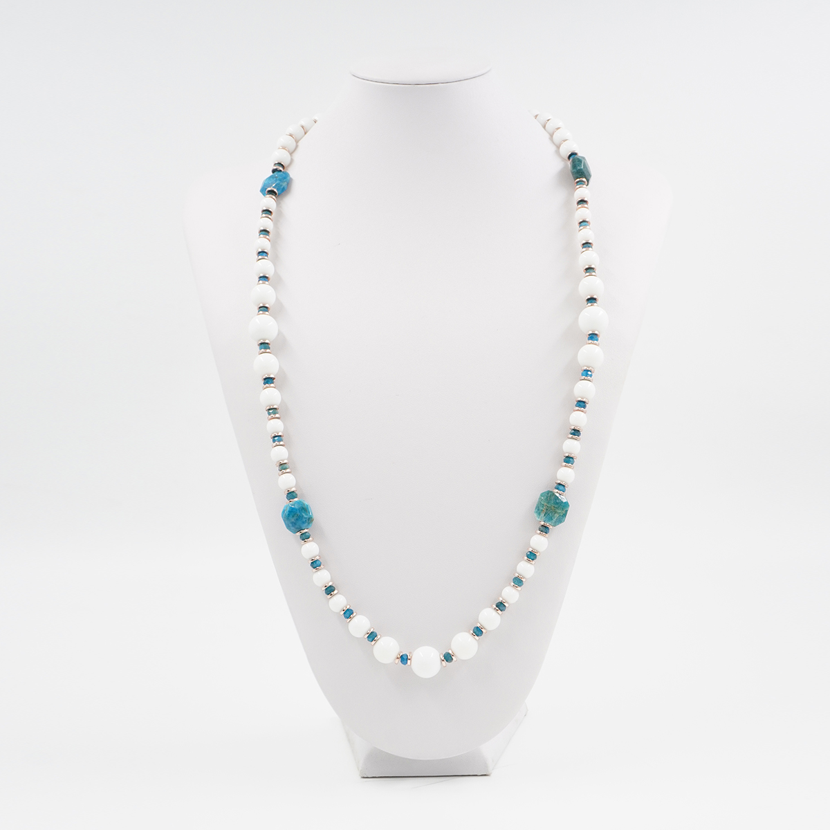 Collana con agata bianca, apatite ematite, chiusura in argento 925 – Rosato - immagine 3