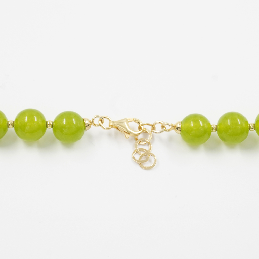 Collana con giada verde tinta, citrino, opale giallo, ematite, chiusura in argento 925 – Dorato - immagine 4