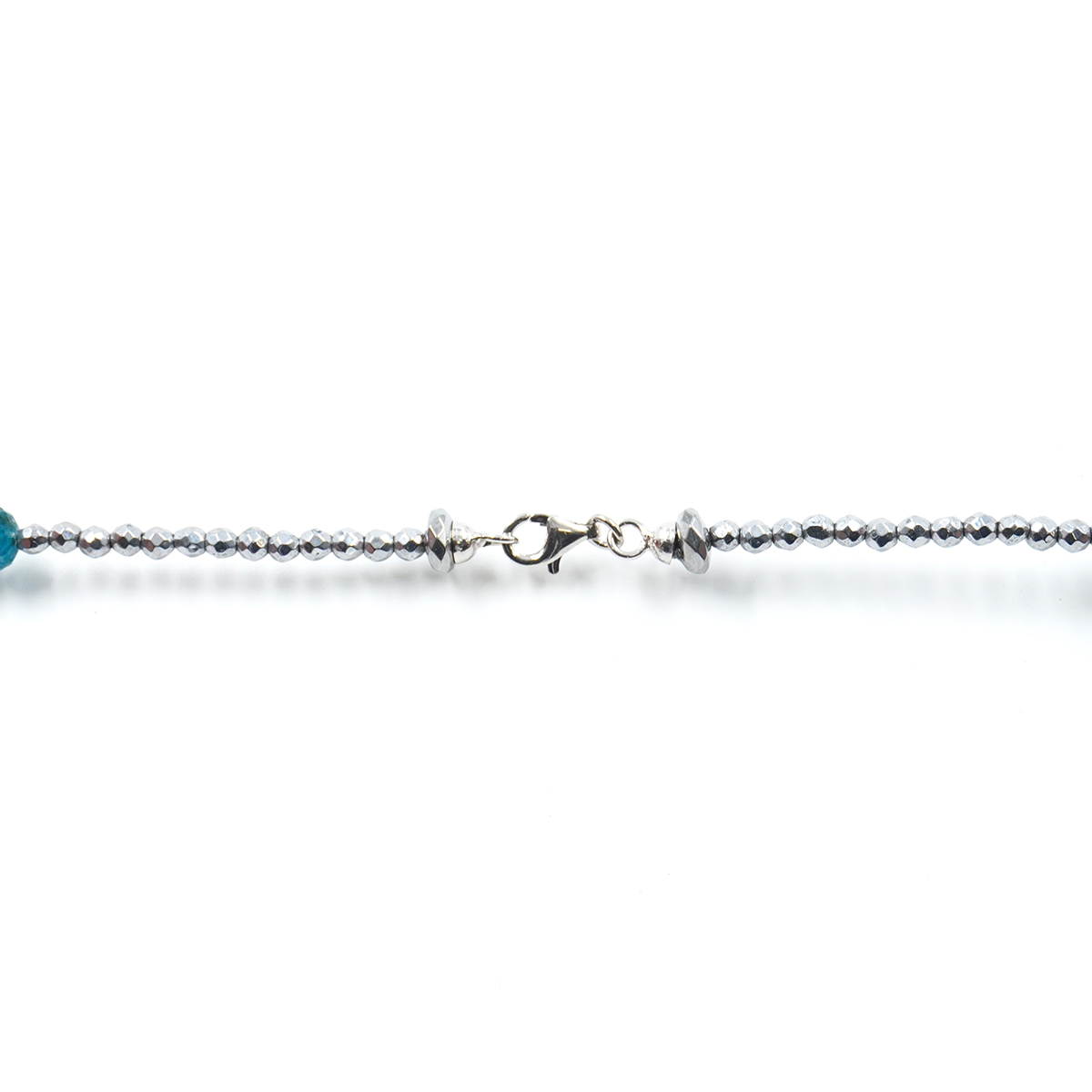 Collana con ematite, apatite, pasta di turchese, labradorite, chiusura in argento 925 – Rodiato - immagine 4