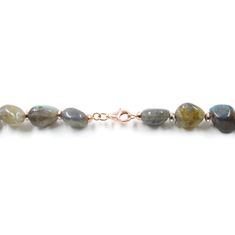 Collana con labradorite, paste di turchese, ematite, chiusura in argento 925 – Rosato - immagine 4