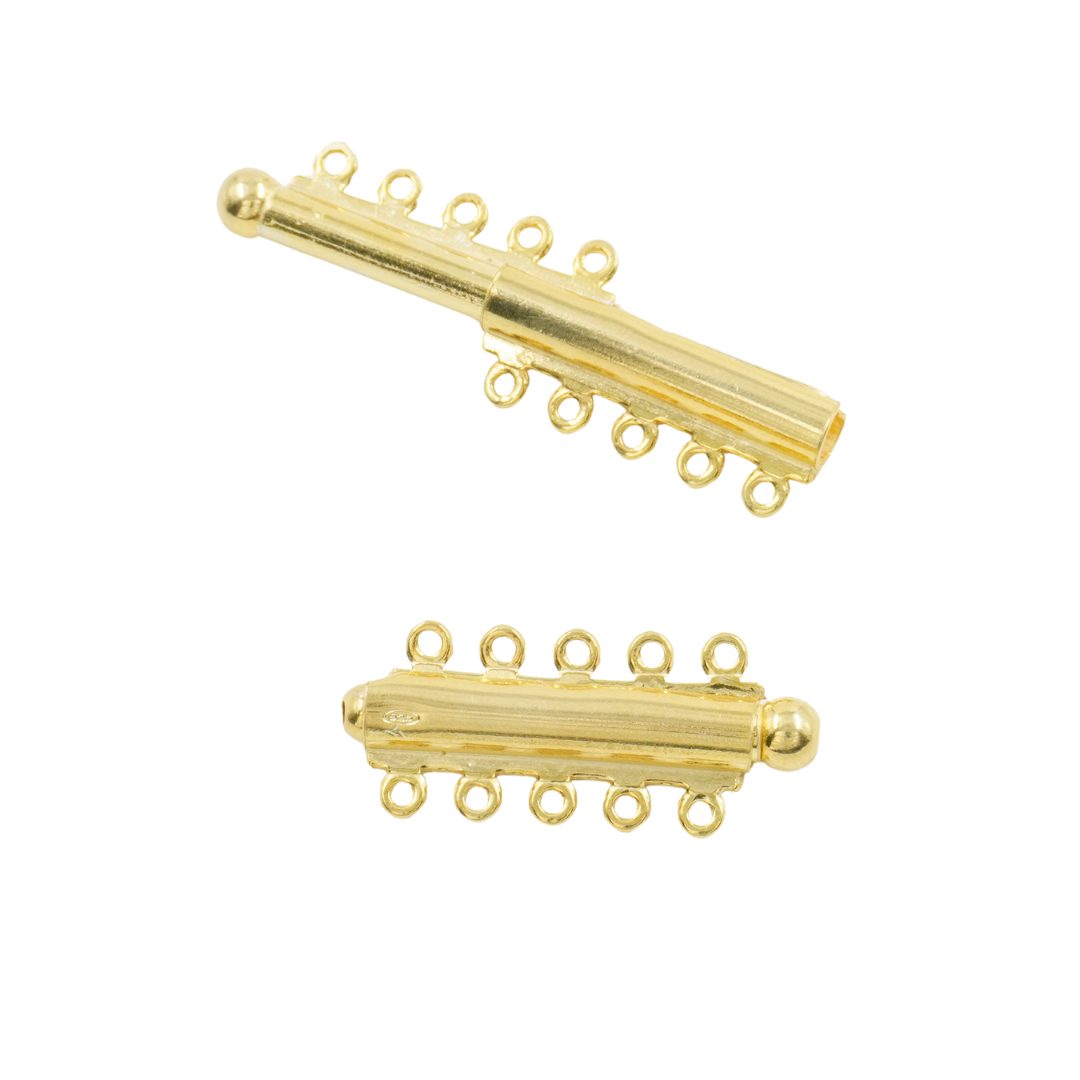 Argento 925 chiusura cilindrica a scorrimento a 5 fili – Dorato