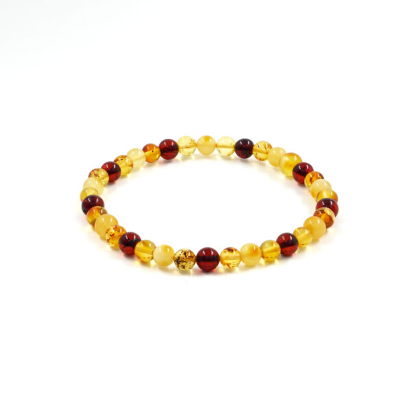 Bracciale Elastico con sfere di ambra baltica multicolore misura 5mm