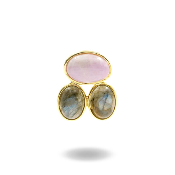 Sterling Silver pentant with kunzite, labradorite – Golden Color