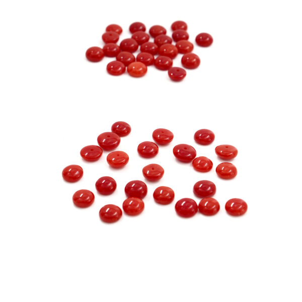 Mediterranean Coral cabochon button shape size from 4-4½mm to 6-6½mm