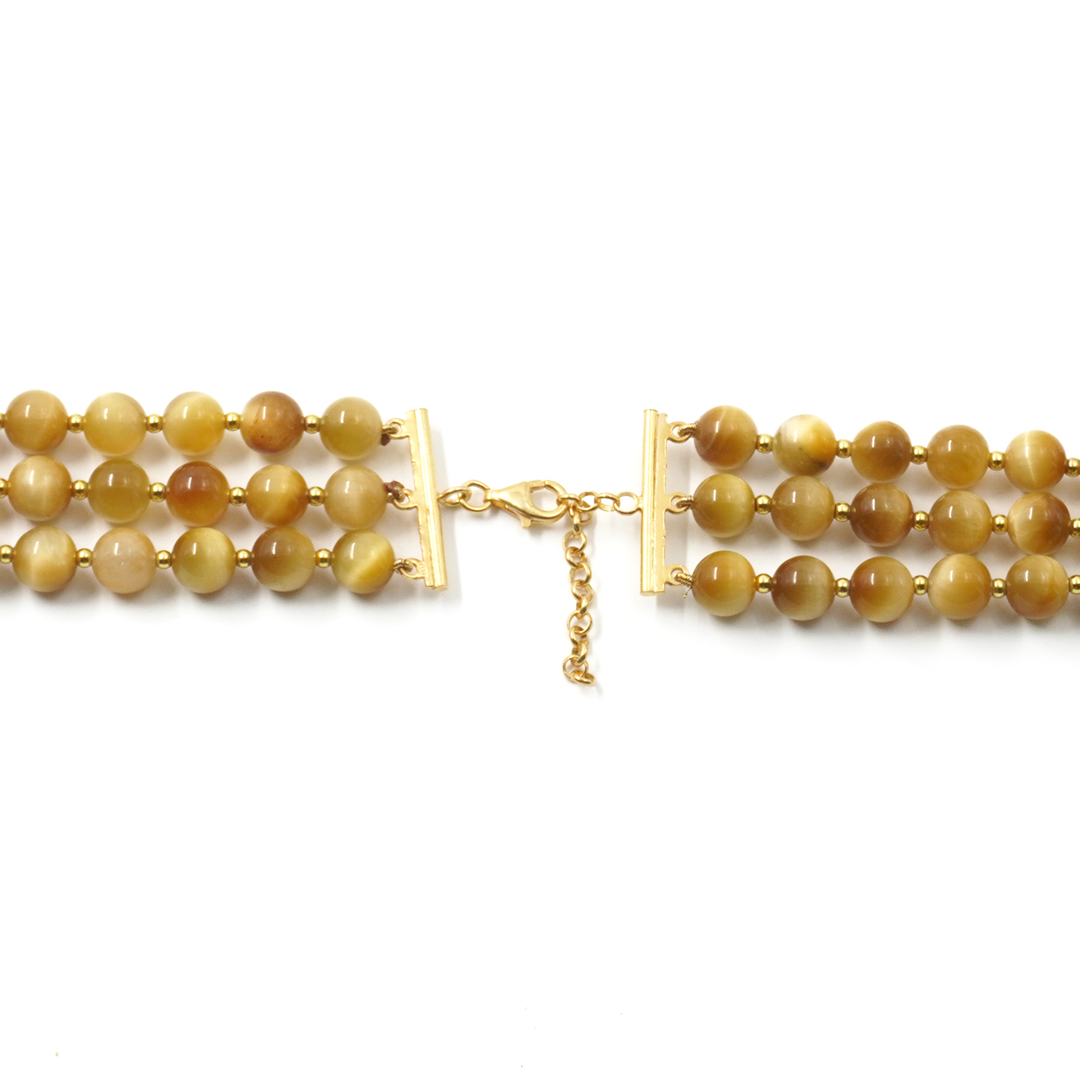 Collana Multifilo con opale giallo, occhio di tigre dorato, ematite, chiusura in argento 925 - Dorato - immagine 4