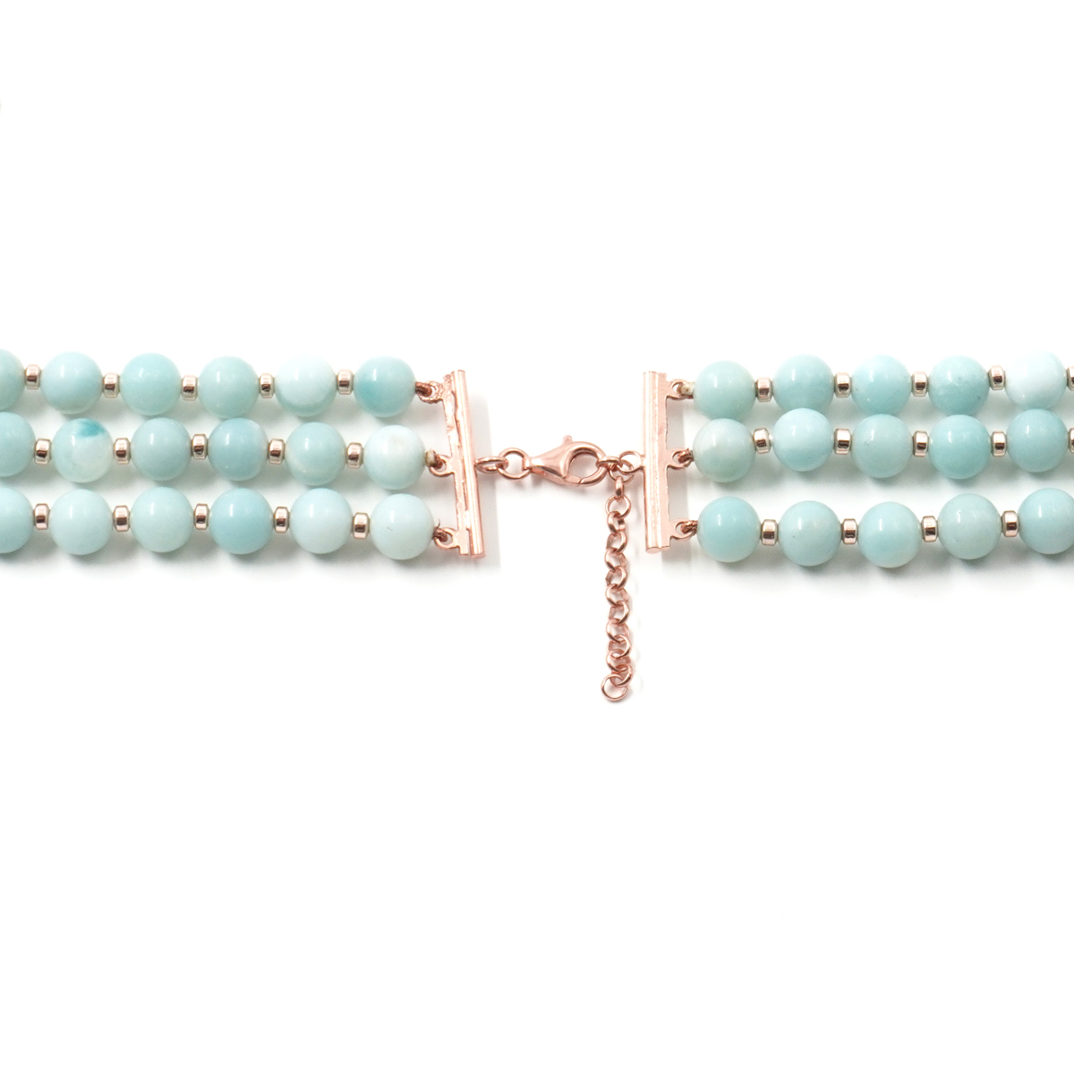 Collana Multifilo con diaspro imperiale, amazzonite, ematite, chiusura in argento 925 - Rosato - immagine 4