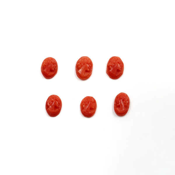 Mediterranean coral engraved oval shape sizes from 4x6mm to 6x8mm
