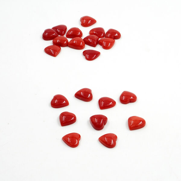 Mediterranean Coral cabochon heart shape size from 6mm to 11mm