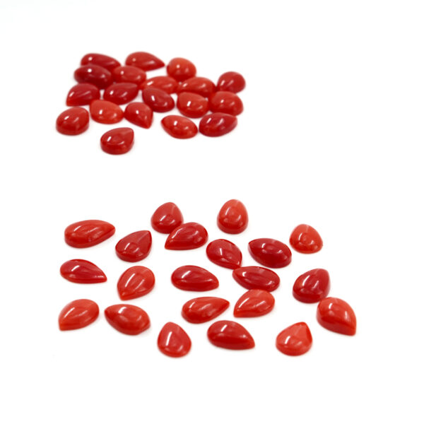 Mediterranean Coral cabochon Drop shape size from 3x5mm to 7x11mm
