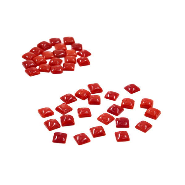 Mediterranean Coral cabochon square shape size from 3mm to 10mm