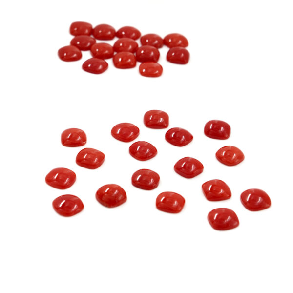 Mediterranean Coral cabochon square shape size with rounded corners from 7mm to 9mm