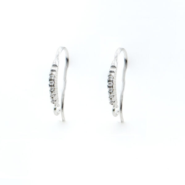 Sterling silver earrings with zircons and hook – Rhodium Color