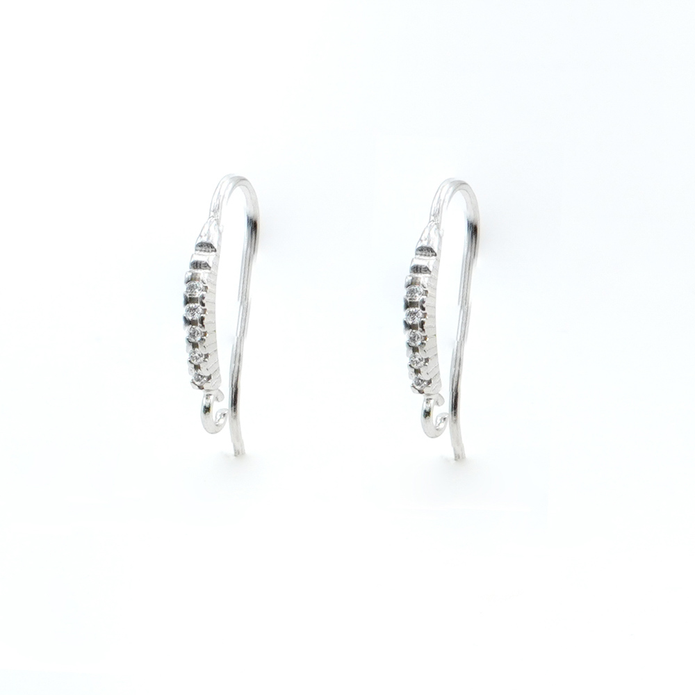 Sterling silver earrings with zircons and hook – Rhodium Color